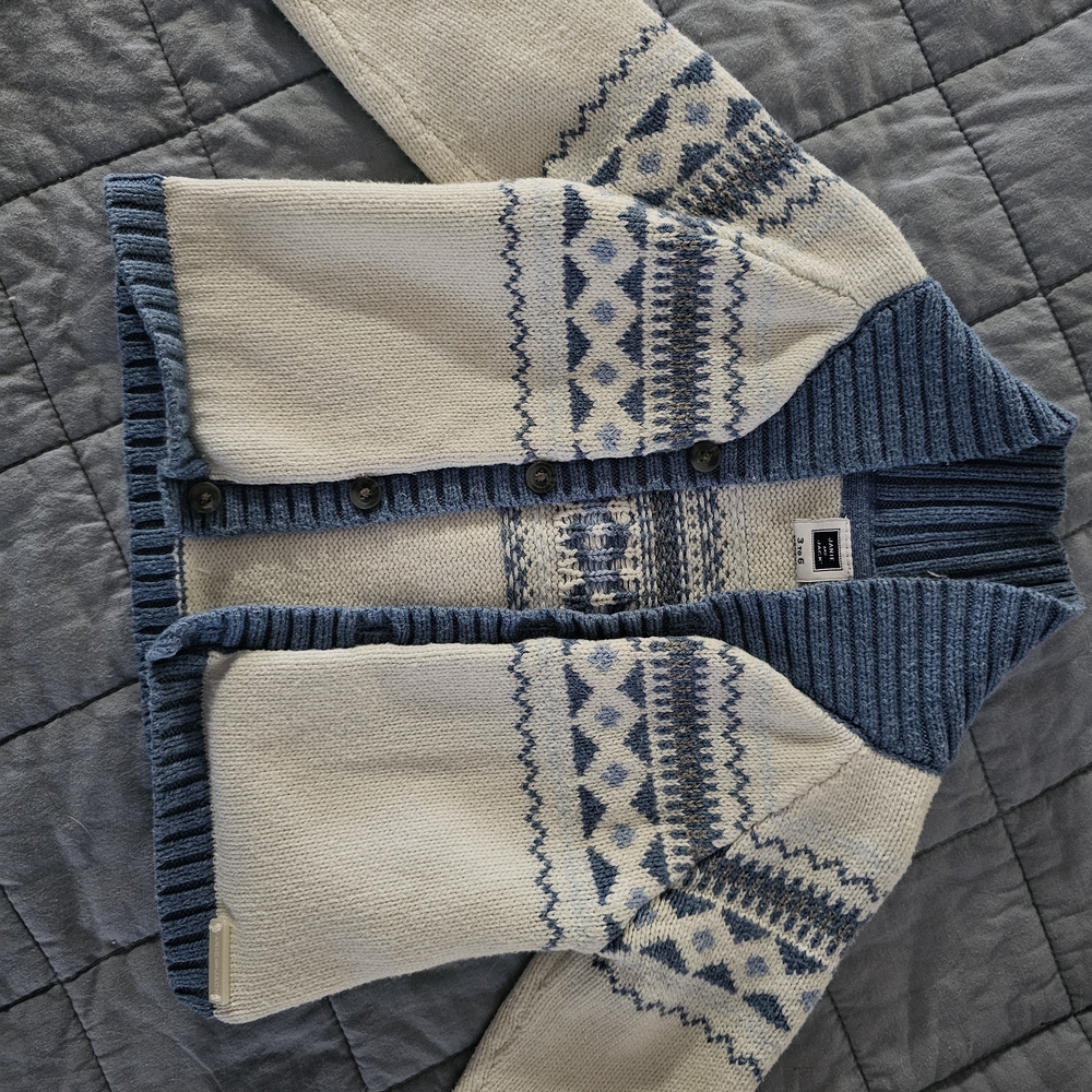 Janie and Jack Blue and Cream Cardigan